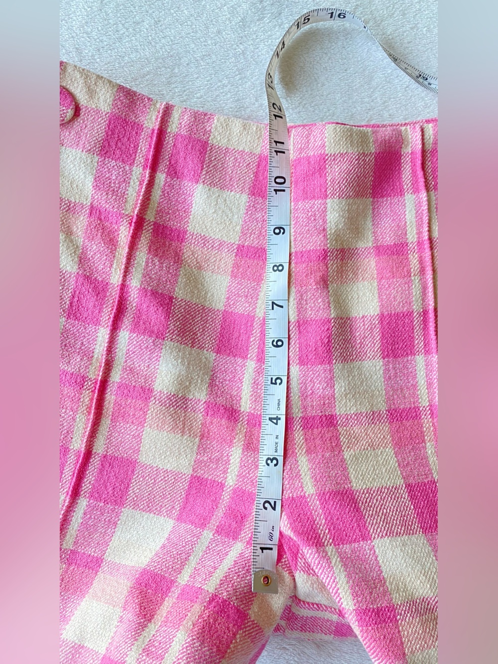 Anthropologie Maeve Bold Button Pink Plaid Tweed Shorts sz 6 - Picture 14 of 16